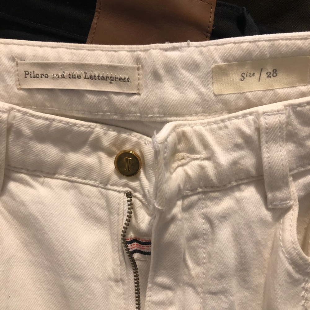 Pilcro high rise wide leg white jeans